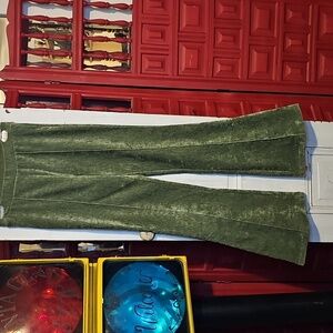 Love On A Hanger Stretch Velvety Corduroy Moss Green Bell Bottom Pants Junior M